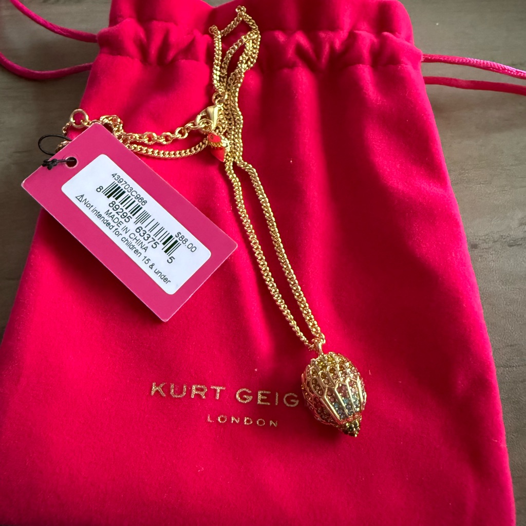 Kurt Geiger Gold And Red Pendant Necklace
